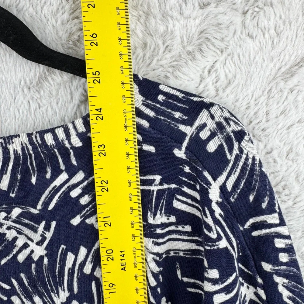 Garnet Hill Sweater Womens Medium Navy Blue Silk Cotton Abstract Oversized